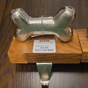 2PK Silver Bone-Shaped Stocking Or Leash Holder